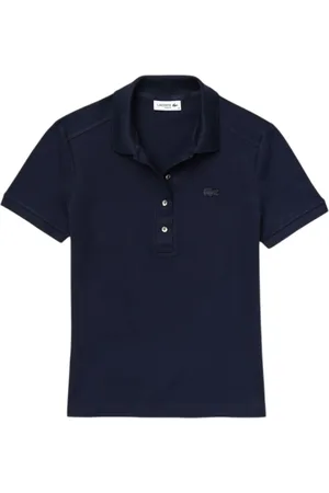 Lacoste Koszulki, Kobieta, Niebieski, M, Bawełna, Niebieska Koszulka Polo z Haftowanym Krokodylem
