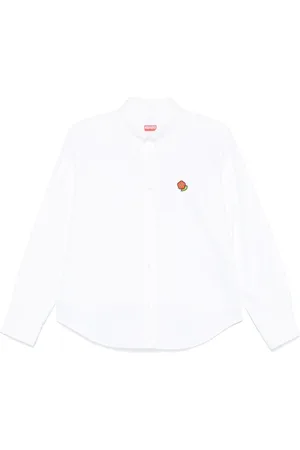 Kenzo Bluzki, Kobieta, Biały, S, Biała Koszula z Guzikami Logo Patch