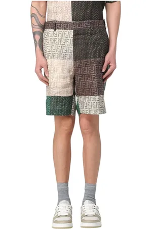 Fendi Szorty, Mężczyzna, Wielobarwność, S, Beige Patchwork Shorts Stylowy Dodatek