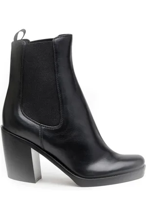 Prada Buty, Kobieta, Czarny, 36 EU, Czarny skórzany botek z elastycznymi bokami
