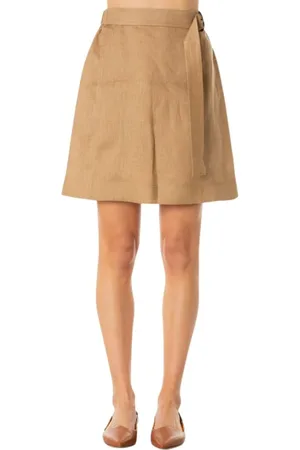 Maison Margiela Spódnice, Kobieta, brązowy, M, Spódnica lniana - Kolor Camel