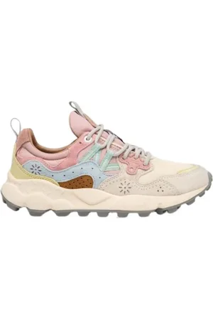 Flower Mountain Buty, Kobieta, Wielobarwność, 36 EU, Zamsz, Beżowe Tenisówki z Tkaniny i Korkową Wkładką