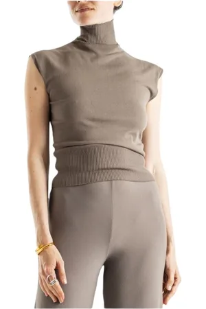 Rick Owens Swetry, Kobieta, Beżowy, S, Beżowy Sweter z Golfem