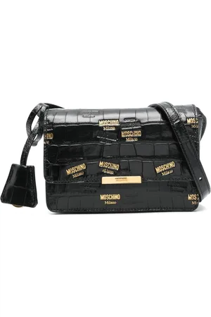 Moschino Torebki, Kobieta, Czarny, ONE SIZE, Torba na ramię z nadrukiem krokodyla czarna