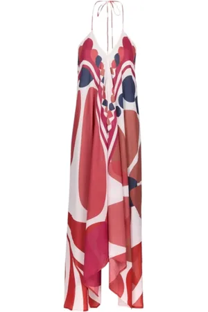 MARE DI LATTE Sukienki, Kobieta, Wielobarwność, ONE SIZE, Czerwona Sukienka Riviera Ivina Print