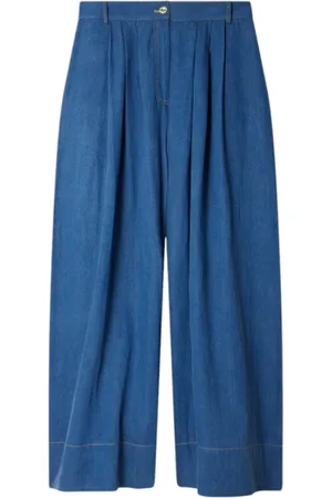 Mes Demoiselles Spodnie, Kobieta, Niebieski, S, Denim, Szerokie Spodnie Lyocell Denim