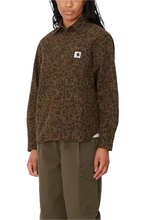Carhartt Bluzki, Kobieta, brązowy, M, Bawełna, Koszula z Długim Rękawem Camo Leo Tamarind