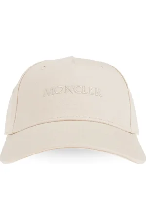 Moncler Akcesoria, Kobieta, Beżowy, ONE SIZE, Beżowa Czapka z Haftem i Regulowanym Paskiem