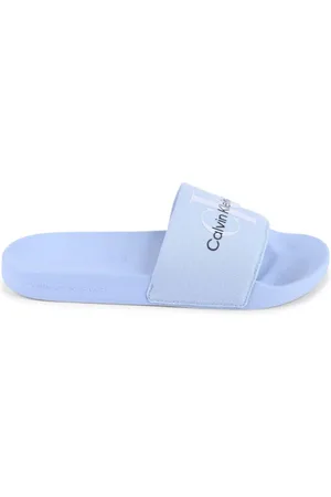 Calvin Klein Buty, Kobieta, Niebieski, 38 EU, Logo Slide Sandals Casual