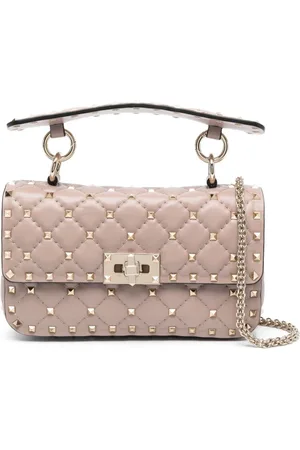 VALENTINO GARAVANI Torebki, Kobieta, Różowy, ONE SIZE, Skóra, Rockstud Spike Small Top Handle Bag