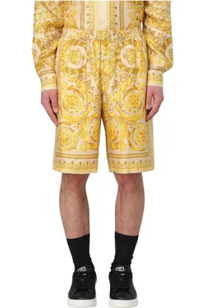 VERSACE Szorty, Mężczyzna, Beżowy, L, Barokowy Jedwabne Szorty Stylowy Beżowy