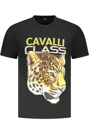 Roberto Cavalli Koszulki, Mężczyzna, Czarny, 2XL, T-shirt z nadrukiem logo