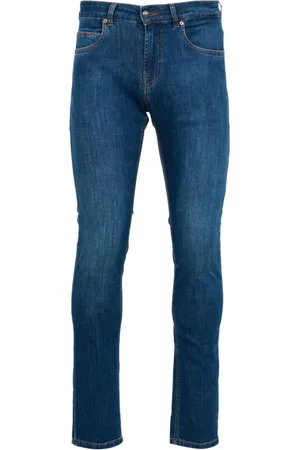 FAY Jeansy, Mężczyzna, Niebieski, W40, Denim, Denim Slim Fit Jeansy