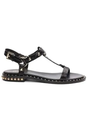 Ash Buty, Kobieta, Czarny, 37 EU, Skóra, Sandały z krokodylą skórą i paskiem T