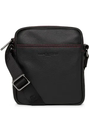 Lancaster Torebki, Mężczyzna, Czarny, ONE SIZE, Vintage skórzana torba męska czarno-czerwona