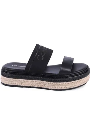 Calvin Klein Buty, Kobieta, Czarny, 38 EU, Czarna Koturnowa Sandał Espadrylowy