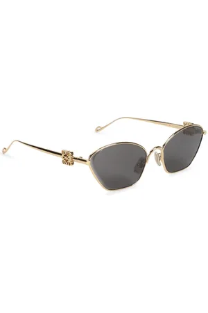 Loewe Akcesoria, Kobieta, Żółty, ONE SIZE, Okulary Przeciwsłoneczne Metalowe W Kształcie Heksagonu Fumowane Szkła
