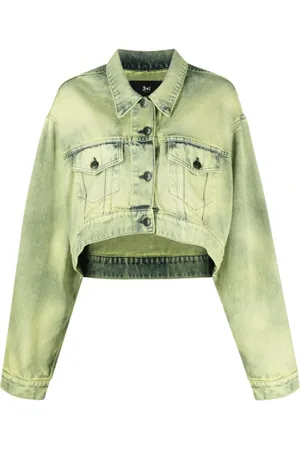 3x1 Kurtki, Kobieta, Zielony, M, Denim, Kurtka z dżinsu w stylu Tie-Dye z naszywką
