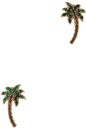 Palm Angels Akcesoria, Kobieta, Żółty, ONE SIZE, Kryształowe Kolczyki Palm Tree