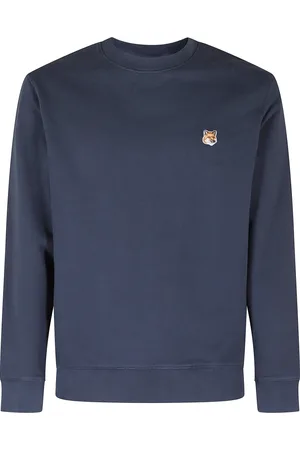 Maison Kitsuné Bluzy, Mężczyzna, Niebieski, XL, Niebieski Sweter z naszywką Fox Head