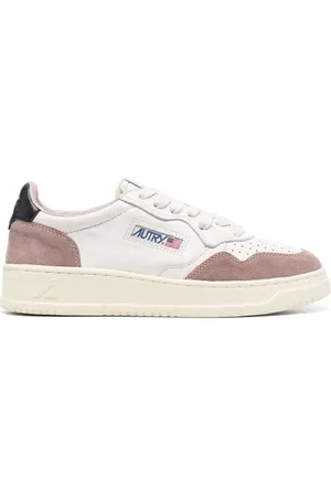 Autry Buty, Kobieta, Wielobarwność, 39 EU, Zamsz, Biało-Różowe Sneakersy z Gładkiego Zamszu