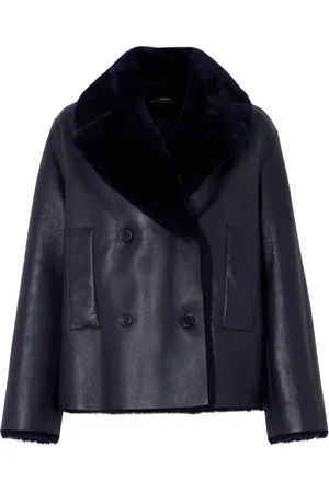 Joseph Kurtki, Kobieta, Niebieski, S, Shearling Calla Coat - Navy