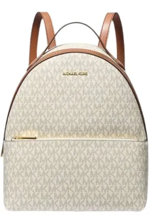 Michael Kors Torebki, Kobieta, Biały, ONE SIZE, Plecak z nadrukiem sygnatury i złotymi akcentami
