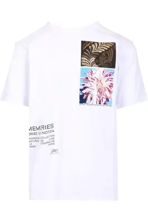 DRIES VAN NOTEN Koszulki, Mężczyzna, Biały, M, Biała Bawełniana Koszulka z Nadrukiem