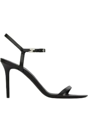 Courrèges Buty, Kobieta, Czarny, 38 EU, Czarne skórzane wieczorowe sandały z klamrą AC
