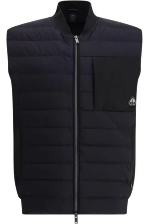 Moose Knuckles Kurtki, Mężczyzna, Czarny, XL, Nylon, Kurtka Puchowa z Podwójnym Zamkiem i Kołnierzem