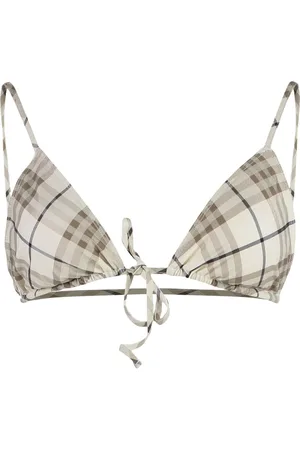 Burberry Stroje kąpielowe, Kobieta, Beżowy, M, Top Bikini w Trójkącie z Motywem
