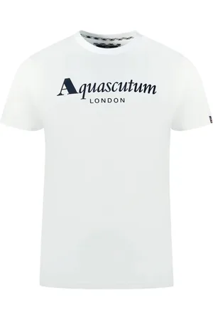 Aquascutum Koszulki, Mężczyzna, Biały, L, Bawełniana koszulka z flagą Union Jack