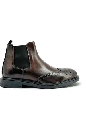 Duca Di Morrone Buty, Mężczyzna, brązowy, 44 EU, Stylowe skórzane botki z laserowym zdobieniem
