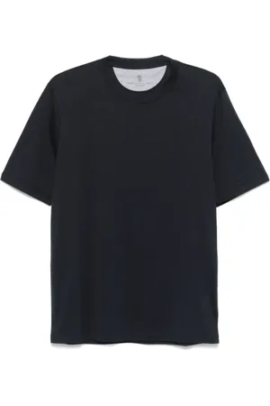 Brunello Cucinelli Koszulki, Mężczyzna, Niebieski, L, Granatowy T-shirt z okrągłym dekoltem