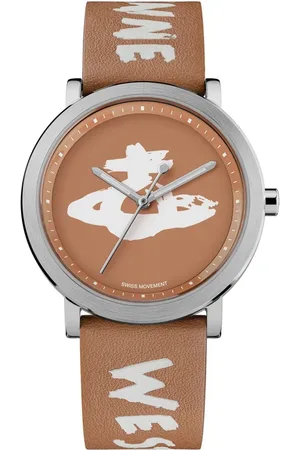 Vivienne Westwood Akcesoria, Kobieta, brązowy, ONE SIZE, Zegarek Orb Logo Kwarcowy Pasek Skórzany
