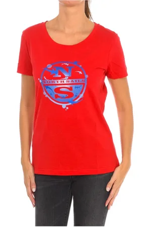 North Sails Koszulki, Kobieta, Czerwony, S, Bawełna, T-shirt z krótkim rękawem i ściągaczem na szyi