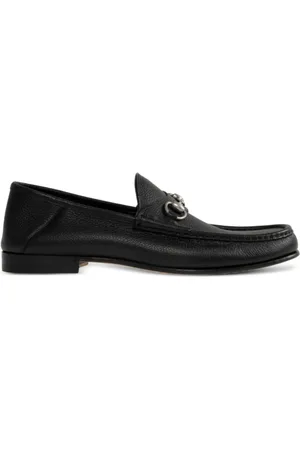 Gucci Buty, Mężczyzna, Czarny, 41 EU, Czarne Horsebit Mokasyny z Niskim Obcasem