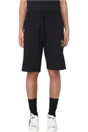 Dolce & Gabbana Szorty, Mężczyzna, Czarny, M, Czarne Wyhaftowane Szorty z Pszczolą