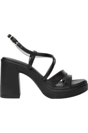 Nero Giardini Buty, Kobieta, Czarny, 36 EU, Czarne skórzane sandały na obcasie