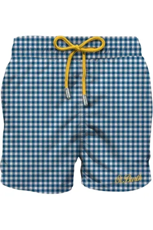 MC2 SAINT BARTH Stroje kąpielowe, Mężczyzna, Niebieski, S, Seersucker Paski Bermuda Shorts