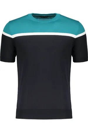 MOORER Koszulki, Mężczyzna, Wielobarwność, 2XL, Rajstrowany T-shirt z bawełny