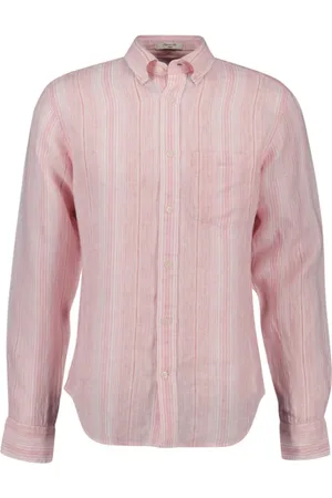 GANT Koszule, Mężczyzna, Różowy, 2XL, Koszula w paski z lnu