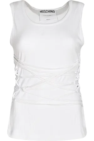 Moschino Koszulki, Kobieta, Biały, L, Stylowe Swetry Kolekcja