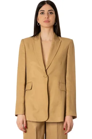 ACTUALEE Kurtki, Kobieta, brązowy, S, Len, Marynarka tailleur - Kolor Camel