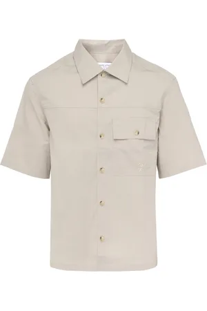 Maison Kitsuné Koszule, Mężczyzna, Beżowy, S, Beżowa Koszula z Ripstopu Bawełniana