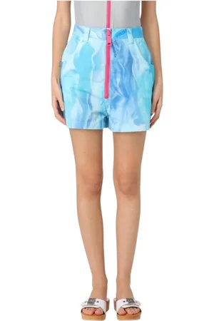 Khrisjoy Szorty, Kobieta, Niebieski, S, Zgryziony Niebieski Szorty z nadrukiem Tie Dye