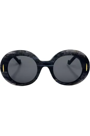 Loewe Akcesoria, Kobieta, Czarny, ONE SIZE, Wintage Okrągłe Okulary Przeciwsłoneczne z Marmurową Ramką