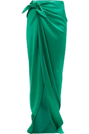 Balenciaga Spódnice, Kobieta, Zielony, S, Len, Emerald Satin Spódnica