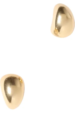 Max Mara Akcesoria, Kobieta, Żółty, ONE SIZE, Złote Owalne Kolczyki