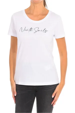 North Sails Koszulki, Kobieta, Biały, L, Bawełna, T-shirt z krótkim rękawem i ściągaczem na szyi